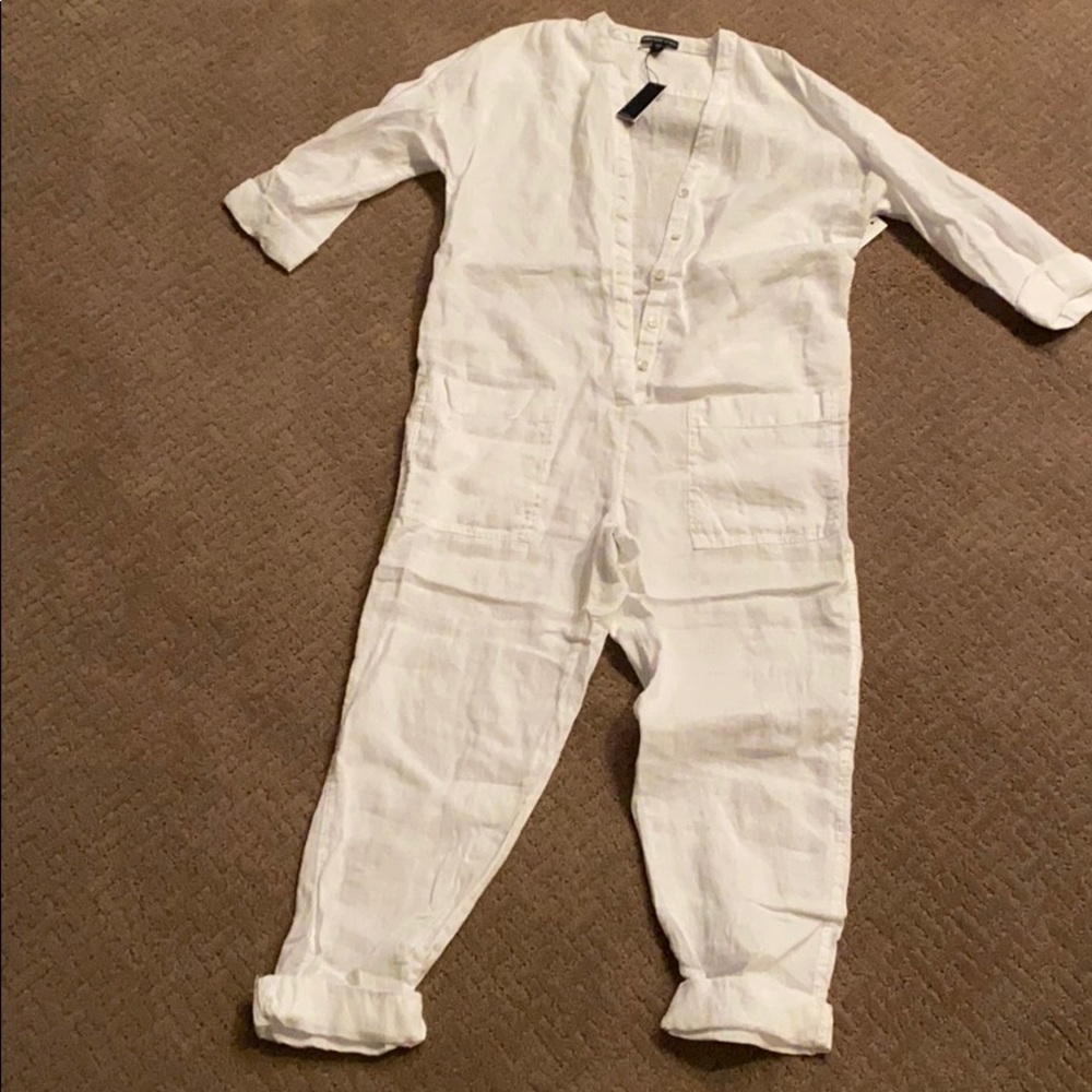 James Perse Linen Jumpsuit, WHT, Size 1